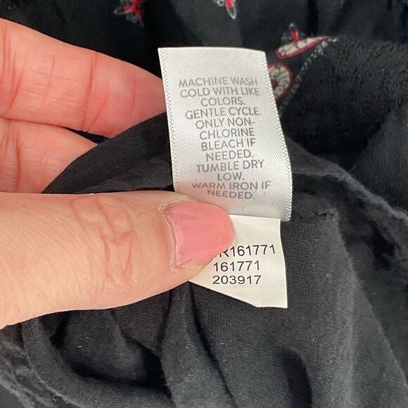 J Jill Pintucked Lace Trim Midi Dress Tiered A-Line Black Red Women Medium Boho - Picture 11 of 11